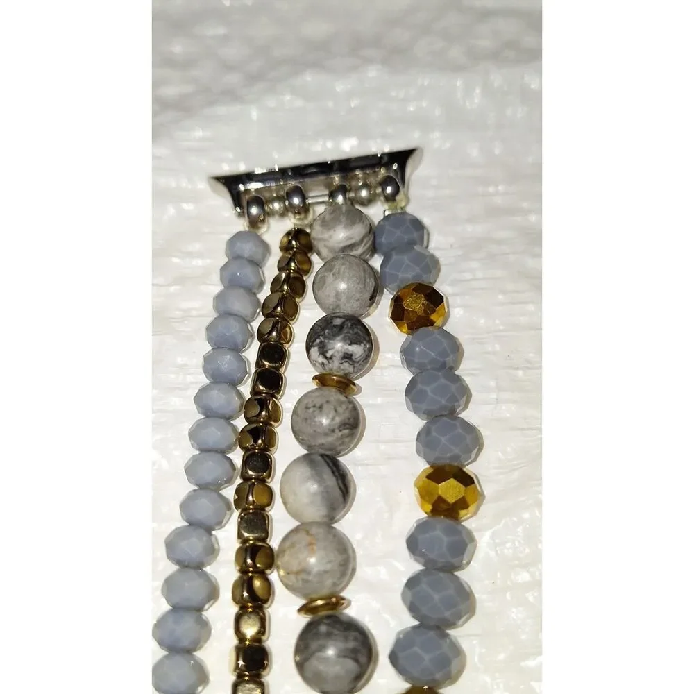Apple Watch Gemstone Band Layered Agate Stretchy Elegant Boho Bracelet